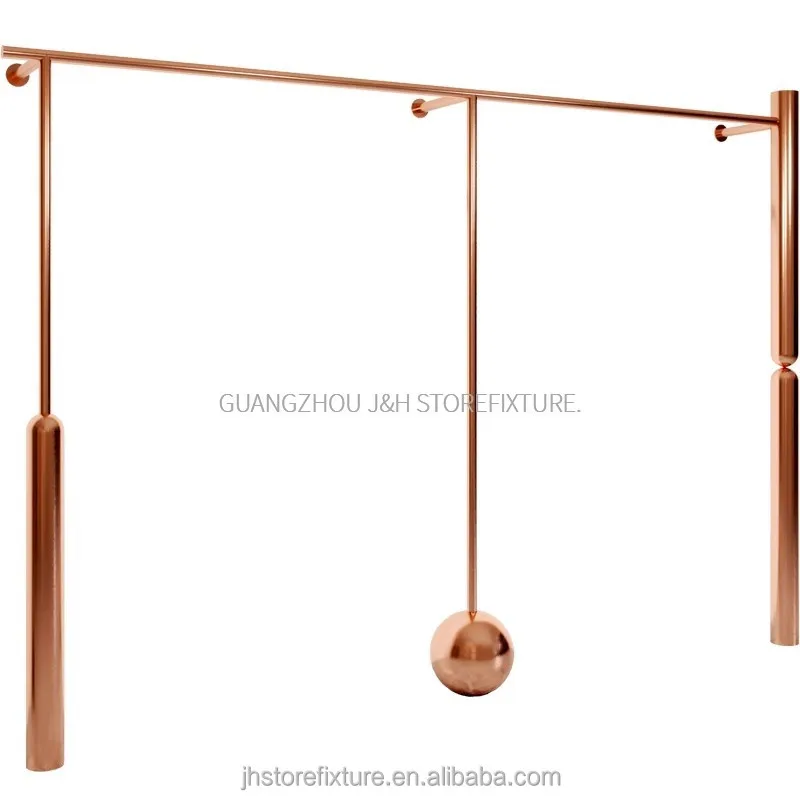 Customized Rose Gold Garment Rack  Wall-mounted Clothing Store Display Shelves Children Boutique Store Display Rack