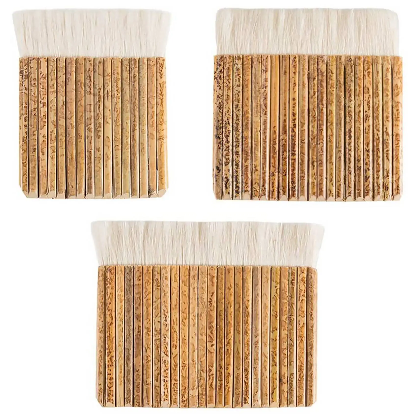 AB45 2X 3 Size Sheep Hair Hake Brush Bamboo Handle Soft Brush Latex Paint Brush For Pottery Painting Drawing Drafting