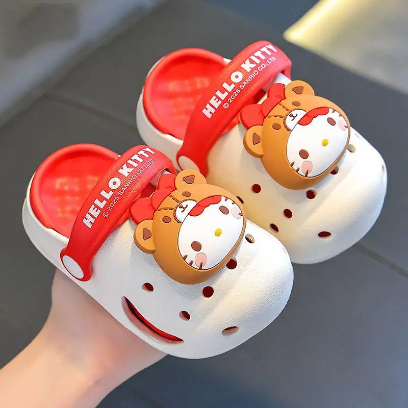 

Sanrio Kuromi Children Sandal Summer Girl Cartoon Slippers Printing Kawaii Light Anime Leisure Soft Sole Eva Beach Shoes New Hot