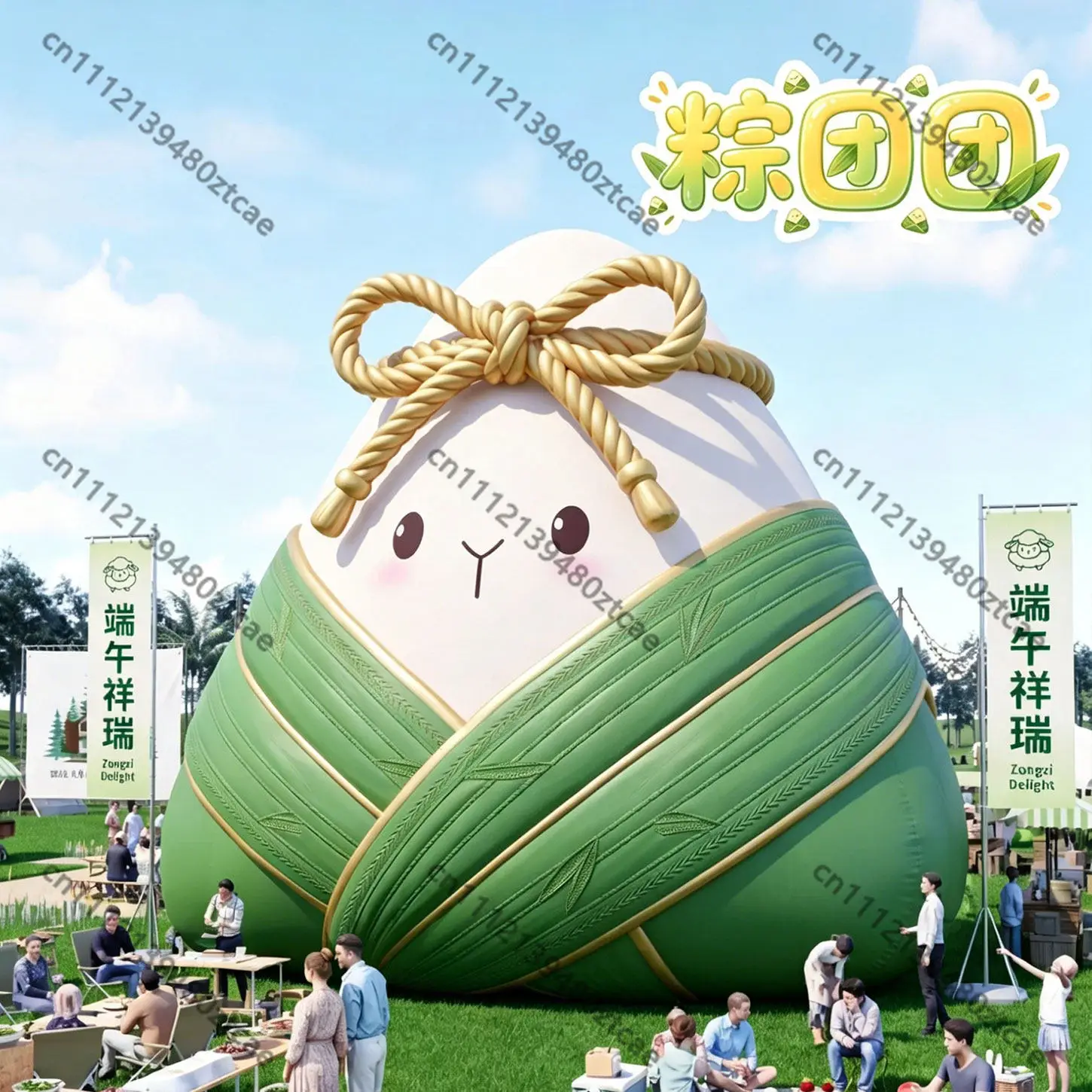 Festival Themed Inflatable Dragon Boat and Rice Dumpling Props Cute Air Model for Mall Decoration Holiday Events
