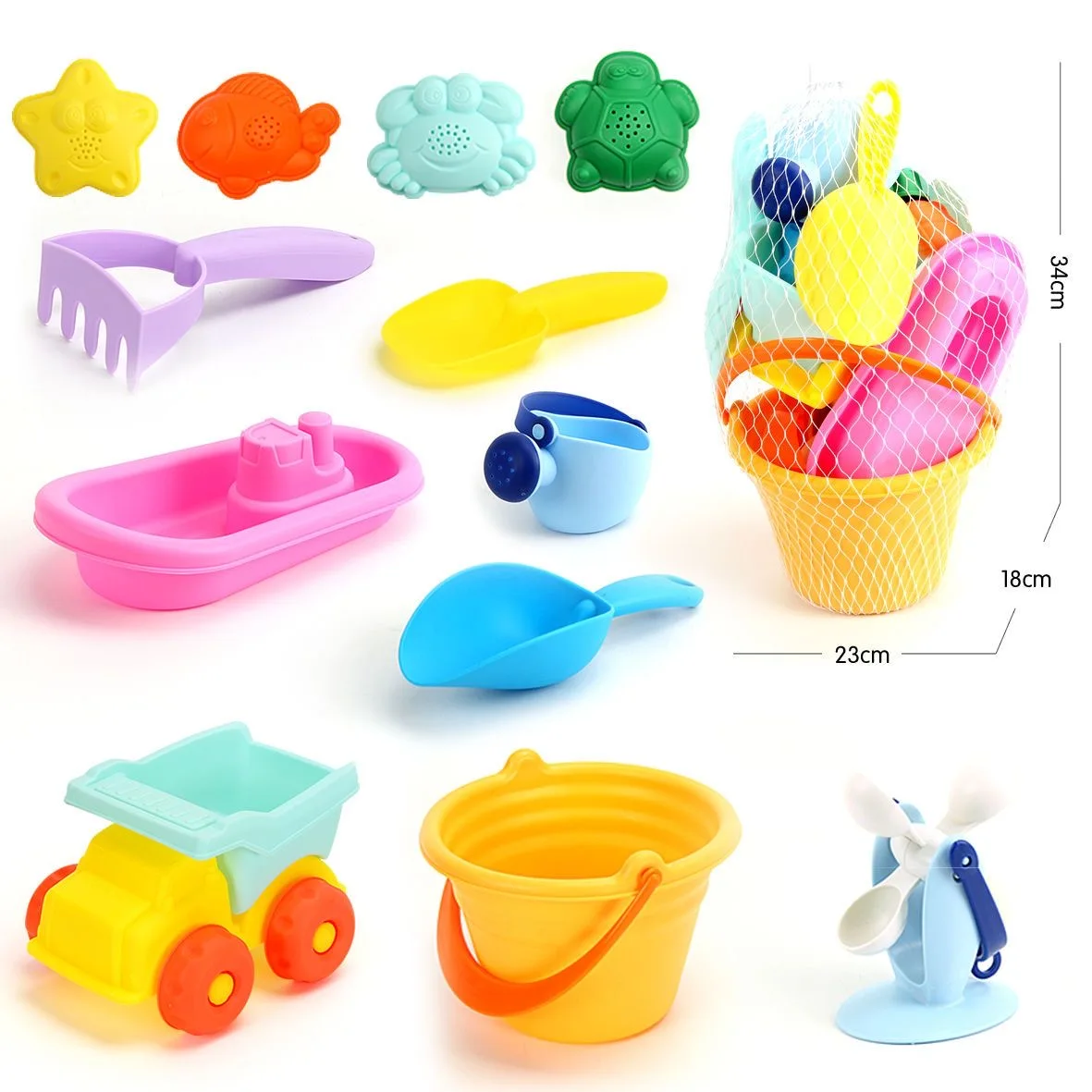 Duurzame zomerstrandspeelgoedset met schep, emmer, mallen en waterblik Zand- en waterspeelset voor peuters Kinderen Buitenverjaardag