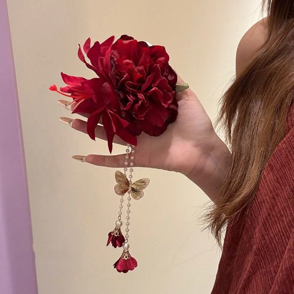 Fresh Tassel Hanfu Hair Accessories Ancient Style Colorful Chinese Style Hair Clip Headdress Side Clip Flower Hairpin Girls