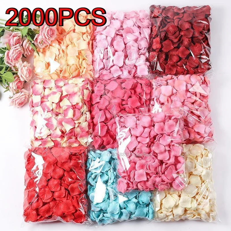 2000-100Pcs Artificial Fake Rose Petals Colorful Simulation Silk Rose Petal For Valentines Day Wedding Party Romantic Decoration