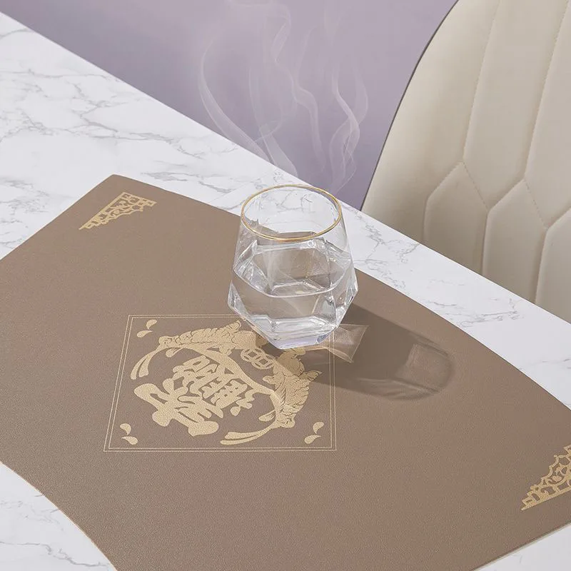 حصيرة طاولة جلد مفرش طاولة للطاولة على الطراز الصيني بألوان مزدوجة حصيرة مانعة للإنزلاق لمكان المطبخ سجادة حامل أكواب مفرش طاولة