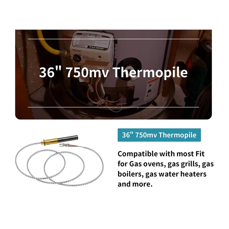 

36In 750Mv Thermopile Fit For Heat Glo Heatilator, 750℃ Millivolt Thermocouple Replace For Fireplace Parts Q313A, 3PCS-AA26