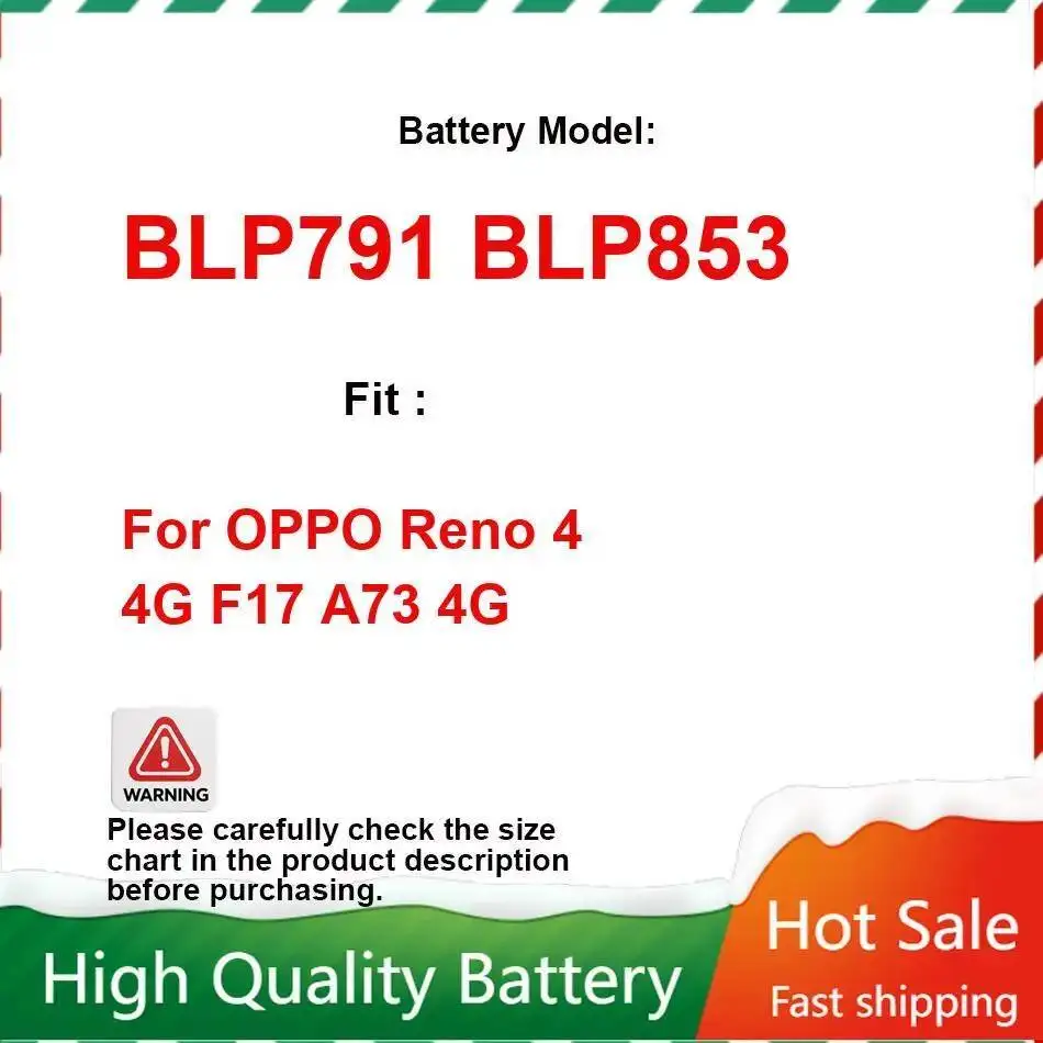 

BLP791 BLP853 Mobile Phone Battery Replaceable High Quality 4015Mah For Oppo Reno 4 4G F17 A73
