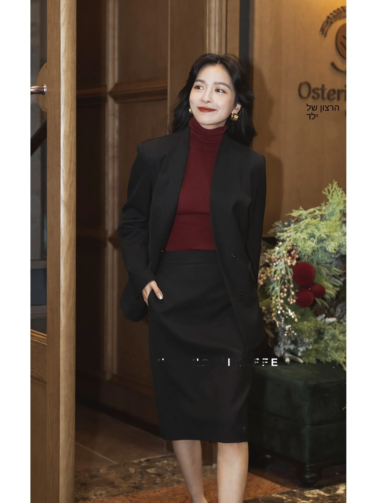 

High Quali Woolen f Skirt Suit Set Casual Sle Fem Faionable Leisure Scene Suitable 2024 Winter Collection