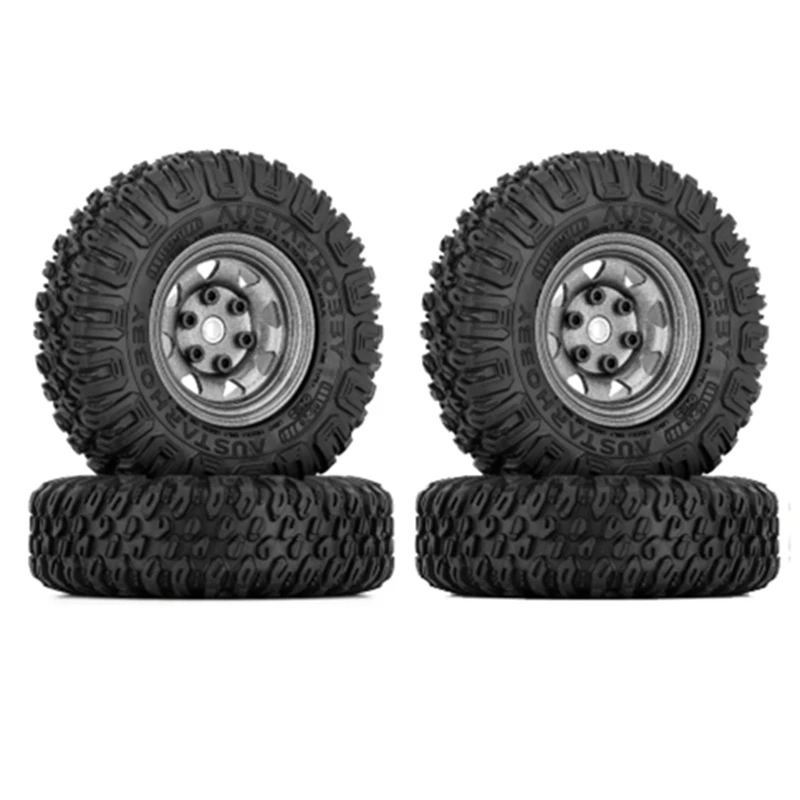 4PCS 85Mm 1.55 Metal Beadlock Wheel Rims Tires Set For 1/10 RC Crawler Car Axial Yeti Jr RC4WD D90 TF2 Tamiya