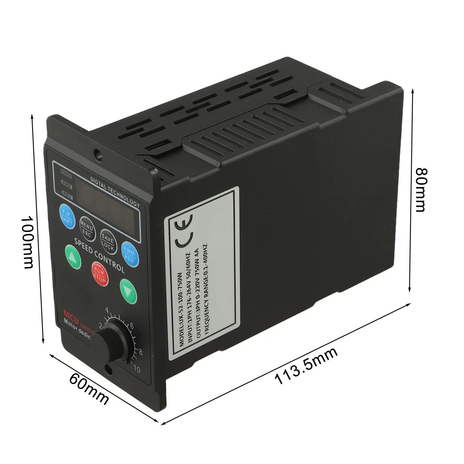 750W VFD Drive for AC220V Input to 3-Phase 220V Output with Clear Digital Display and Logical Keypad Layout for Operation