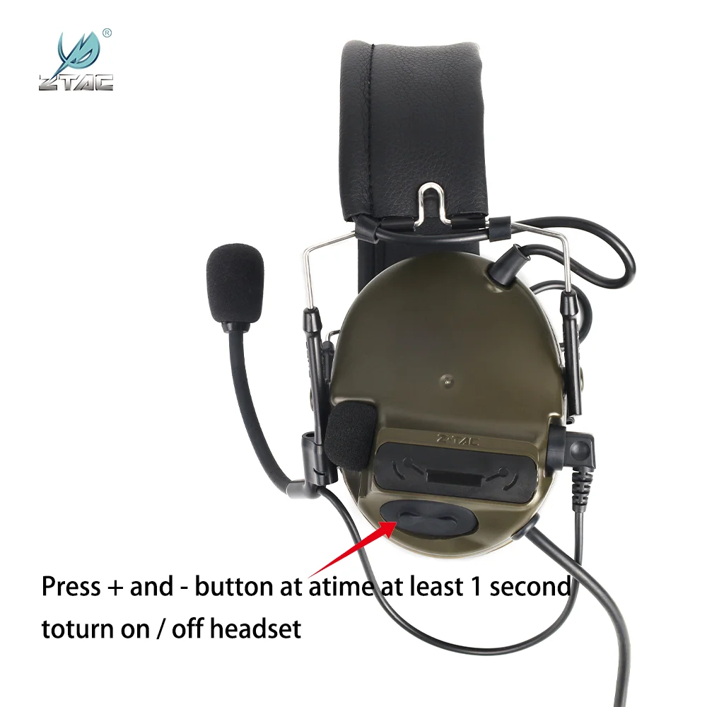 Z-TAC Tactical Headset COMTA III Softai Active Pickup Noise Reduction Headband Military Tactical Headphones Accessory PTT Set