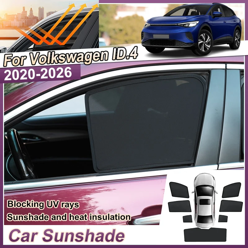 

For Volkswagen ID.4 E21 VW ID 4 2025 Accessories 2020~2026 Magnetic Mesh Pad Car Window Shade Sunscreen Auto Sunshade Visor Tool