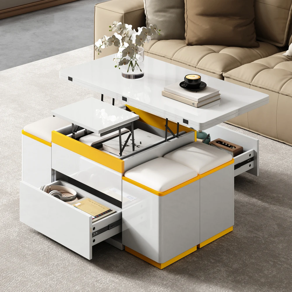 Tavolino da caffè moderno lucido 100 X 50 X 43 cm, tavolino elegante, altezza regolabile, divano pieghevole, mobili da soggiorno
