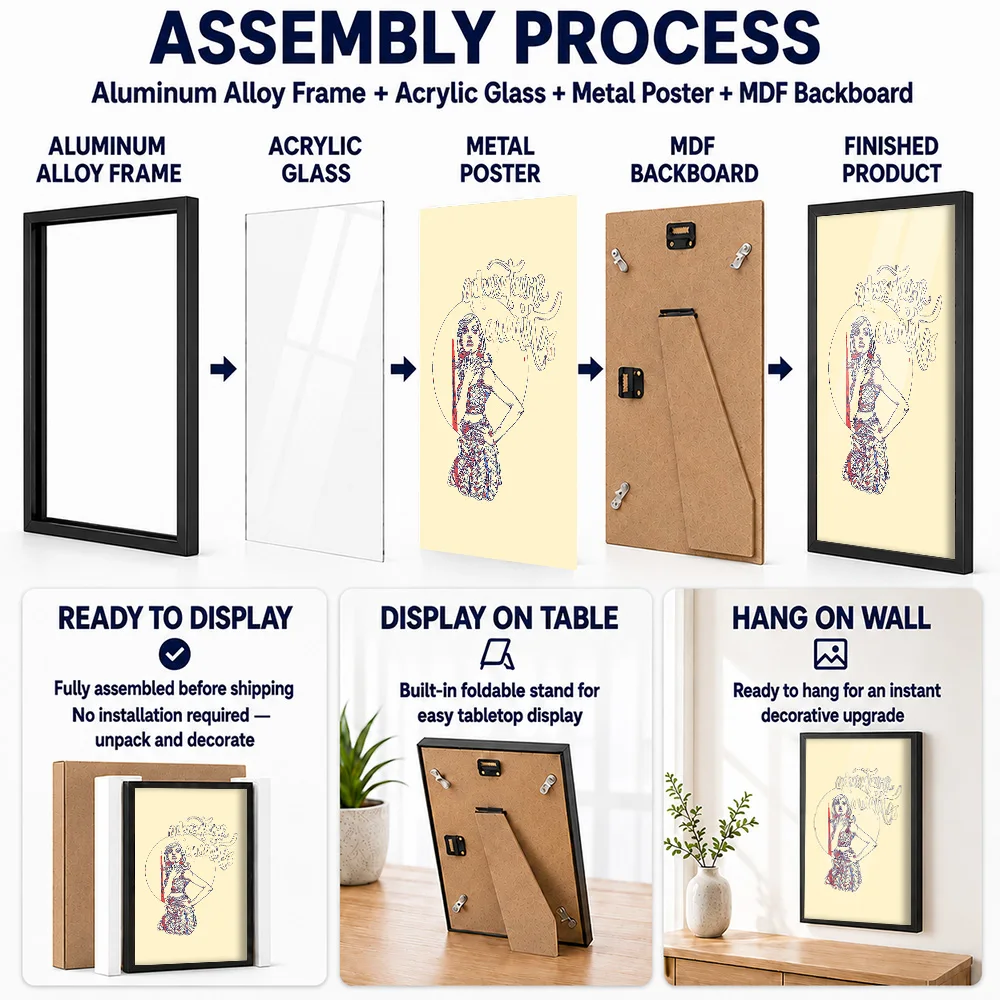 Adventure Is Worthwhile Anime Girl Framed Aluminum Metal Poster Customized Photo Soft Cel Shaded Style Wall Art For Reading Nook