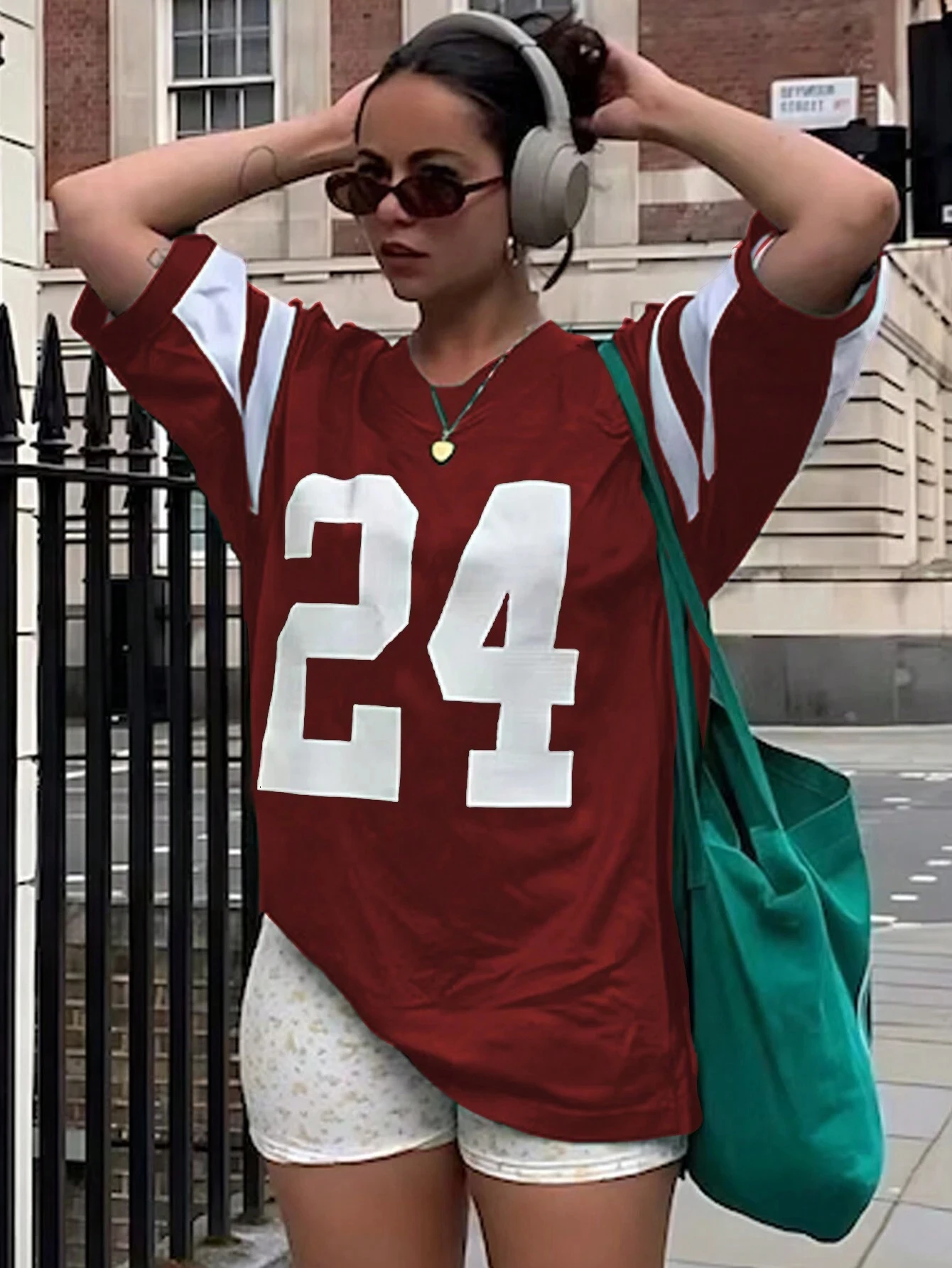 Frauen Streetwear Nummer 24 Print Rundhals Mode Kurzarm T-Shirt Sommer Baseball Trikots Übergroßen Lose Sport T-Shirt