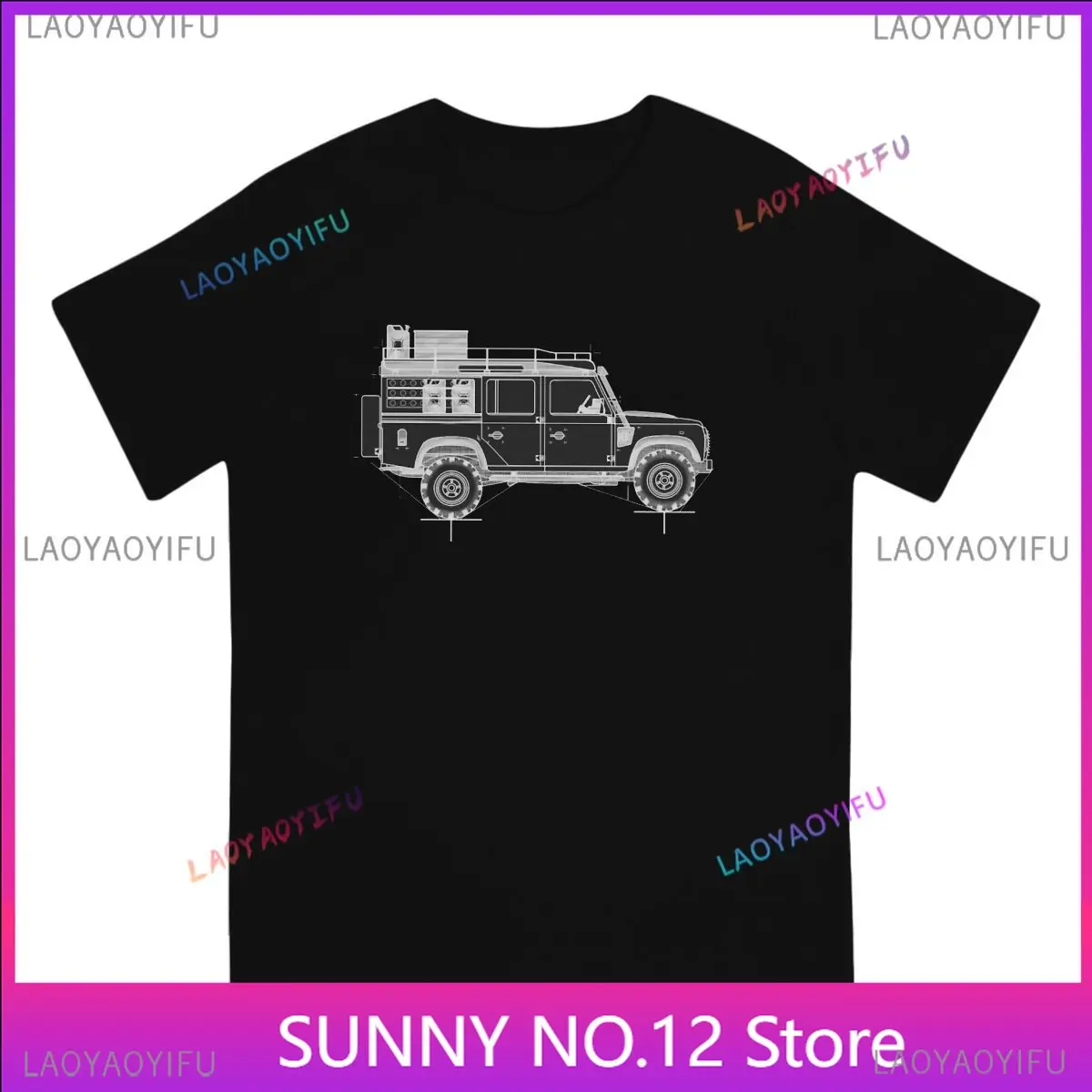 Men\'s T-Shirt Defender 110 rough Blueprint Fashion Customized Tee Shirt Short Sleeve Land Rover SUV T Shirt O Neck Tops Printing