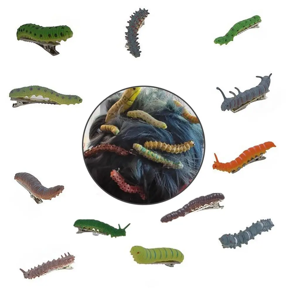 Hair Accessories Caterpillars Hair Barrette Resin Alloy Strong Grip Insect Hair Clip Multicolor Crawl Insect Pattern Headwear