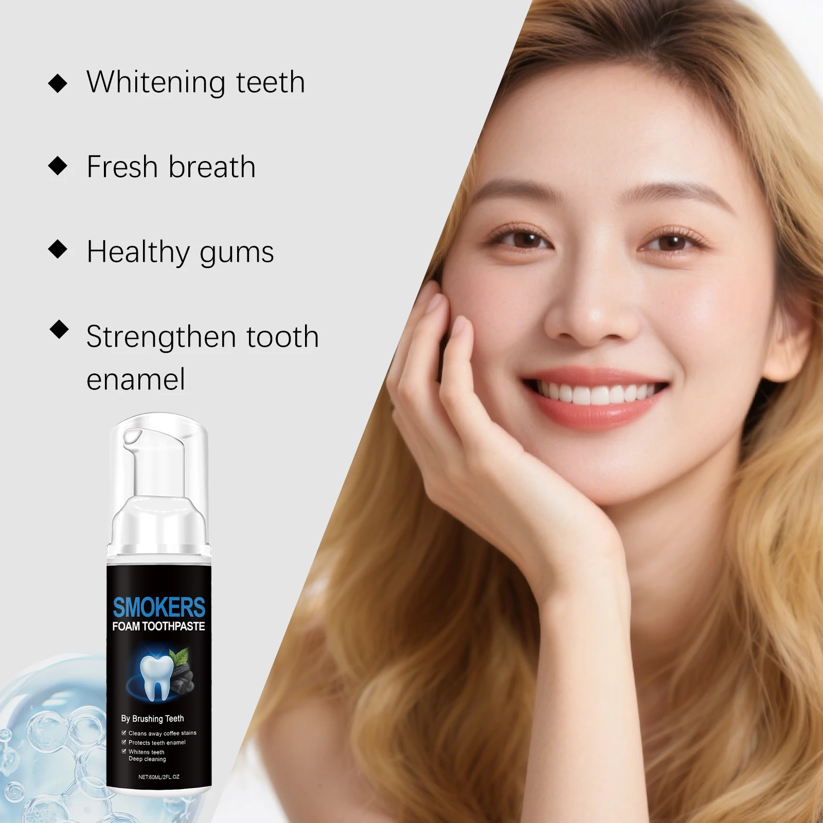 Smokers Foam Toothpaste Hydroxyapatite Deep Cleaning Whitening Teeth Remove Coffee Stains Refresh Breath Mint Mousse Toothpastes