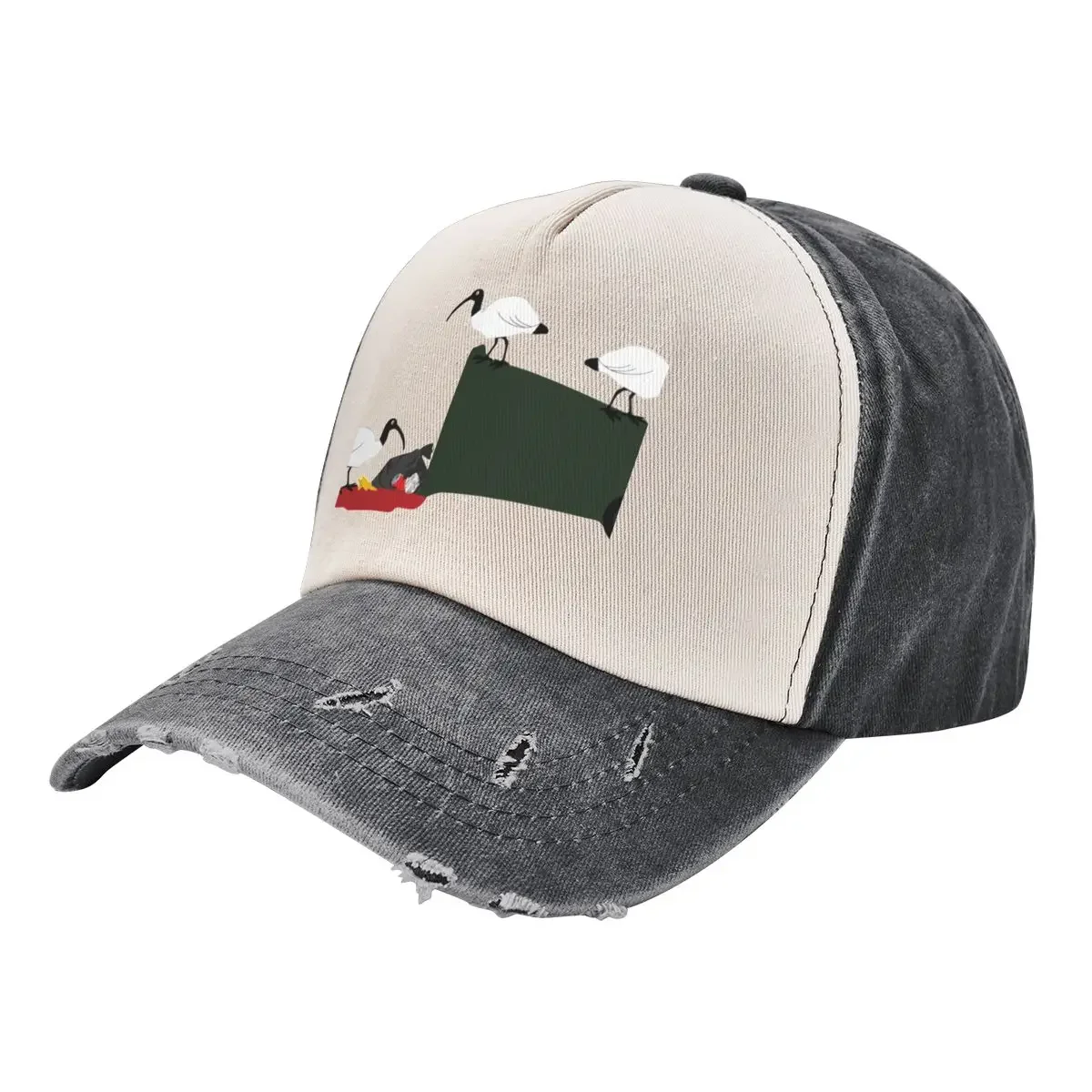 Bin Chickens Eating Lunch on Green Baseball Cap Sun Cap Hood Kids Hat Men's Hats Women's