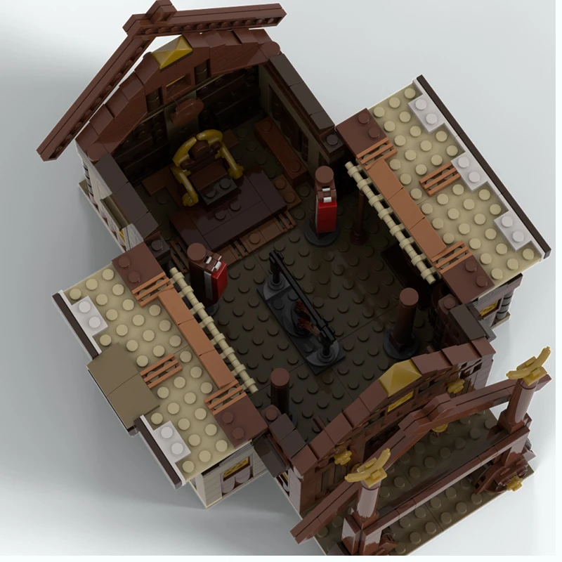 Spot MOC-186205 blocs de construction à assembler de petites particules, village Viking médiéval, modèle modulaire, maison dorée, collection de cadeaux à faire soi-même