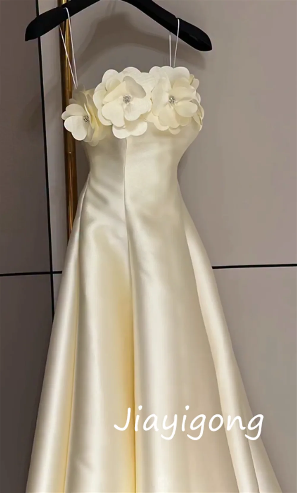 Robes longues personnalisées, élégantes, Charmeuse, plis de fleurs, ligne a, bretelles Spaghetti, occasions sur mesure, Pastrol