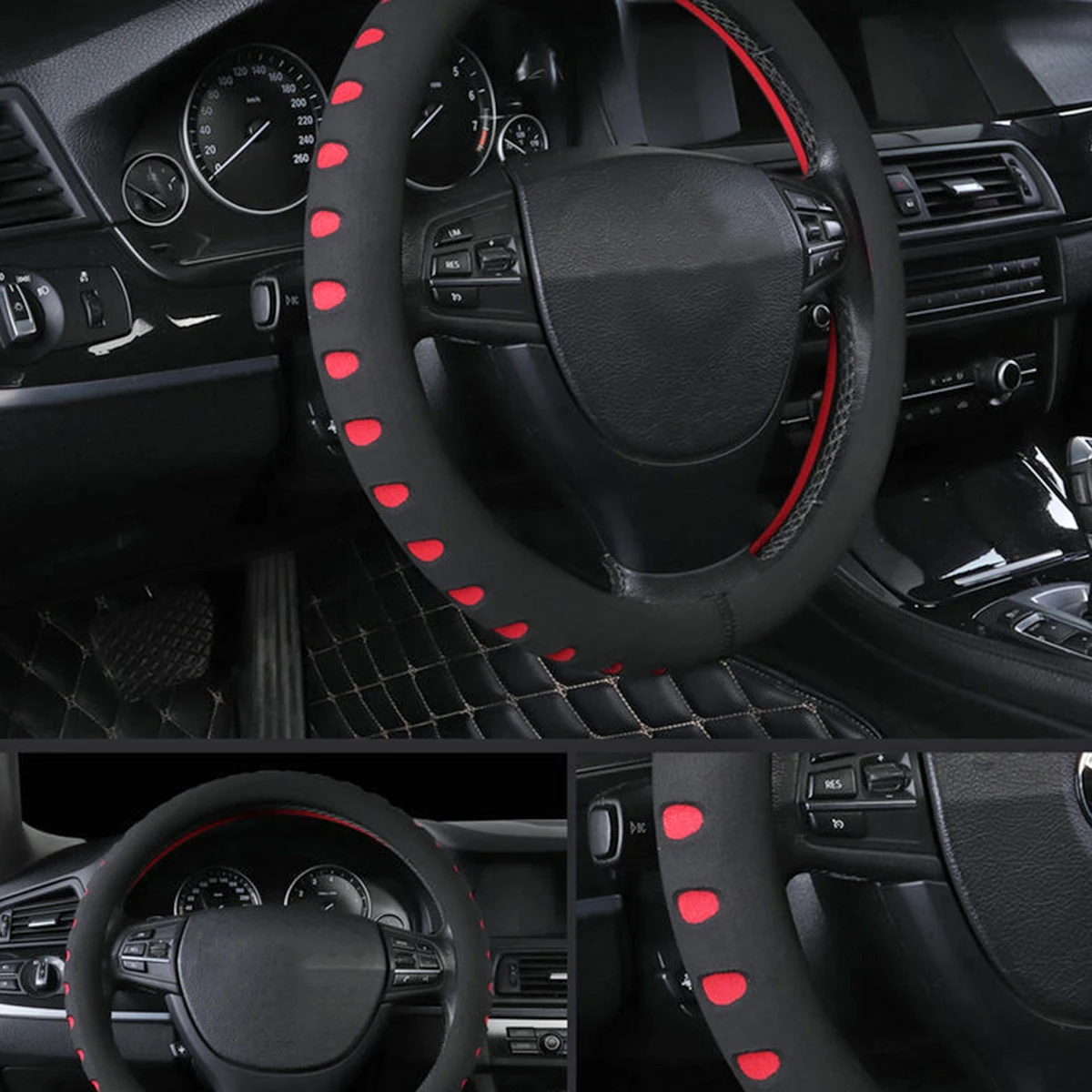 

38cm Universal Car Steering Wheel Cover Anti-Slip Elastic Stretch-on Secure Grip Car Steering Wheel Sleeve Protector