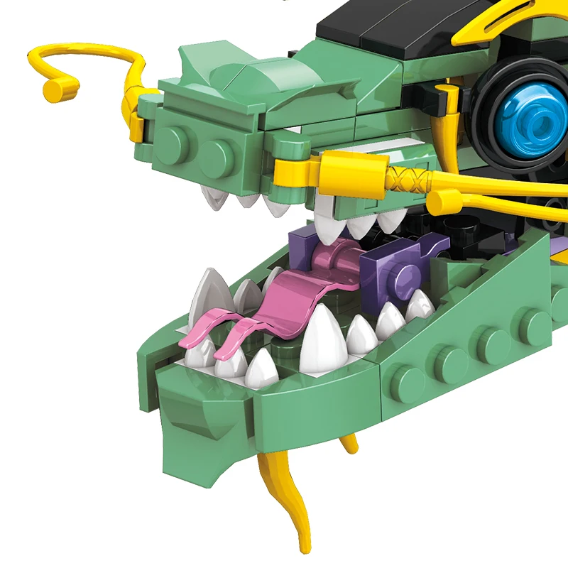 600PCS, Green War Dragon bouwsteenspeelgoedset, educatief bouwsteenspeelgoed voor kinderen, kerstcadeau, verjaardagscadeau