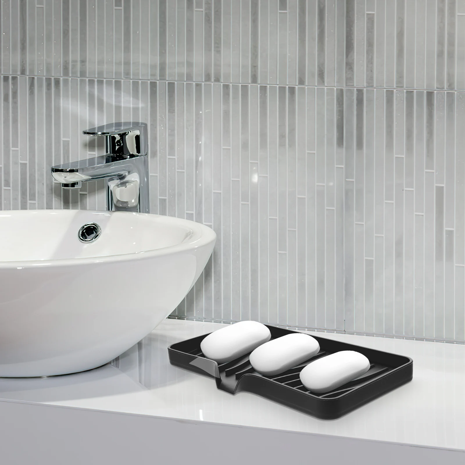 

3Pcs Silicone Soap Dish Tray Holders Self Draining Bathroom Shower Compact Size Premium Materials Non Slip Durability Storage
