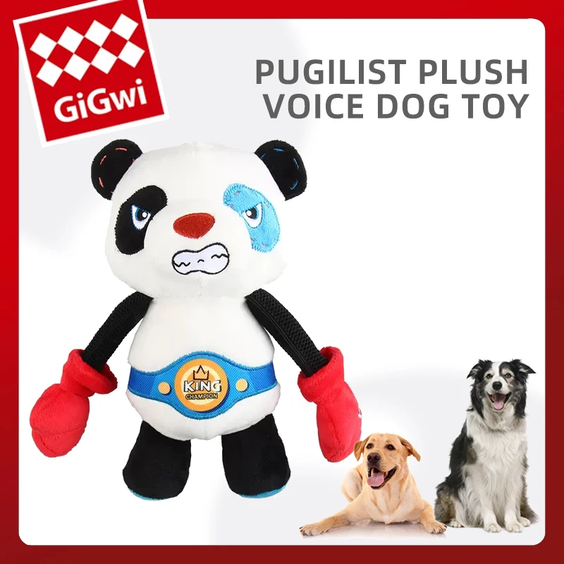 

GiGwi Newest Pet Toys Panda Zoo Series Boxer Sound Bite Resistance Sounding Interaction Plush Washable Toy for Puppy Dog Pets