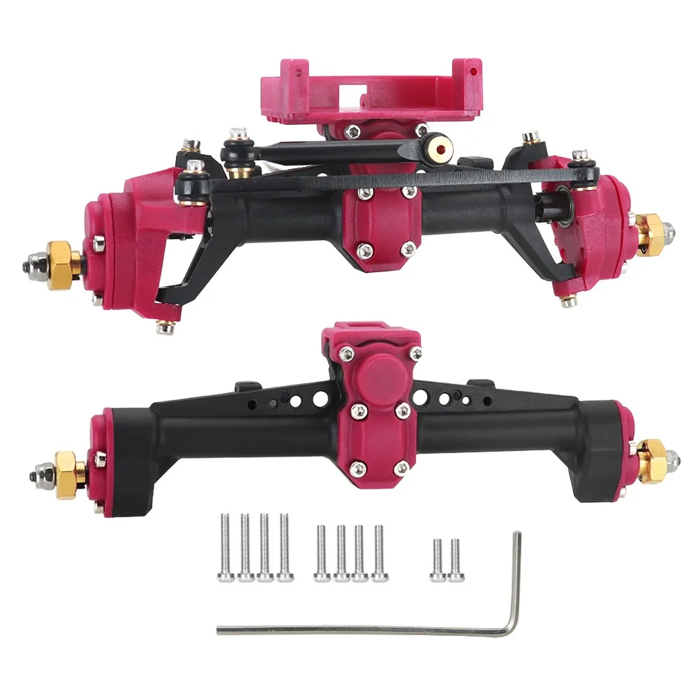 

1/24 Scx24 Black/red Abs Door Axle Axi00001/axi00002/axi00005/axi00006/axi90081/c01 Front And Rear Axles