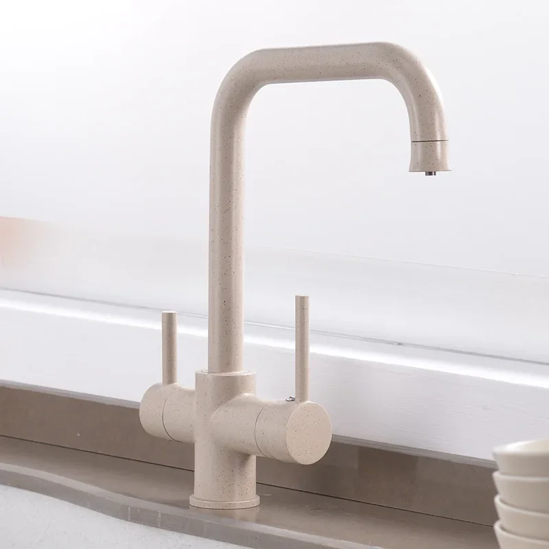 Filter Kitchen Faucet Senducs Dual Handle Drinking Water Kitchen Mixer Tap Deck Mounted Hot Cold Filter Kitchen Mixer Faucets