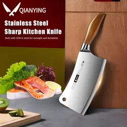 Kitchen knife for cutting bone knife Household imitation wood handle thickened stainless steel chopping knife for butchers