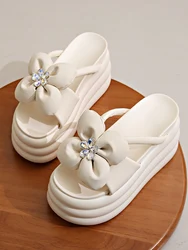 Shoes Woman 2025 Slippers Casual Flower Platform Pantofle Heeled Mules Shale Female Beach Low Luxury New High Sabot Soft Scandal