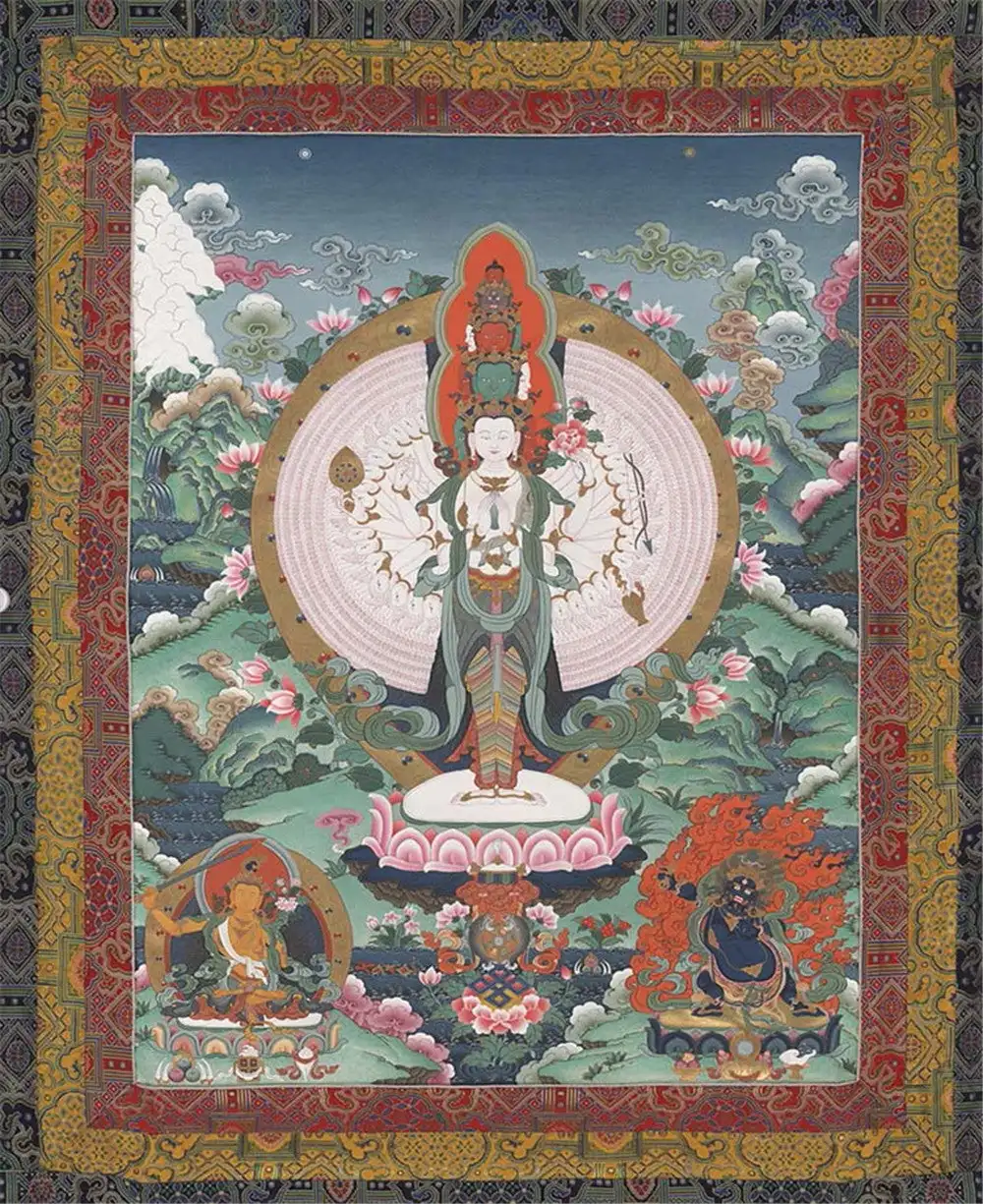 

The Thousand-hand Avalokiteshvara Thangka,Gandhanra Tibetan Buddhist Thangka Art,Giclee Printed and Hand Framed,47" × 32"