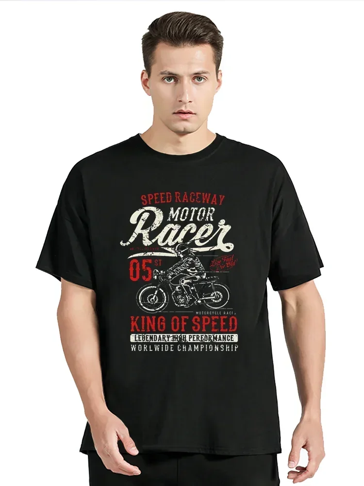 Fashion Summer Style T-Shirt Motorcycle Biker Motor Racer Racings Vintage Tshirt Men Cotton Tees Clothing Oversized T Shirt