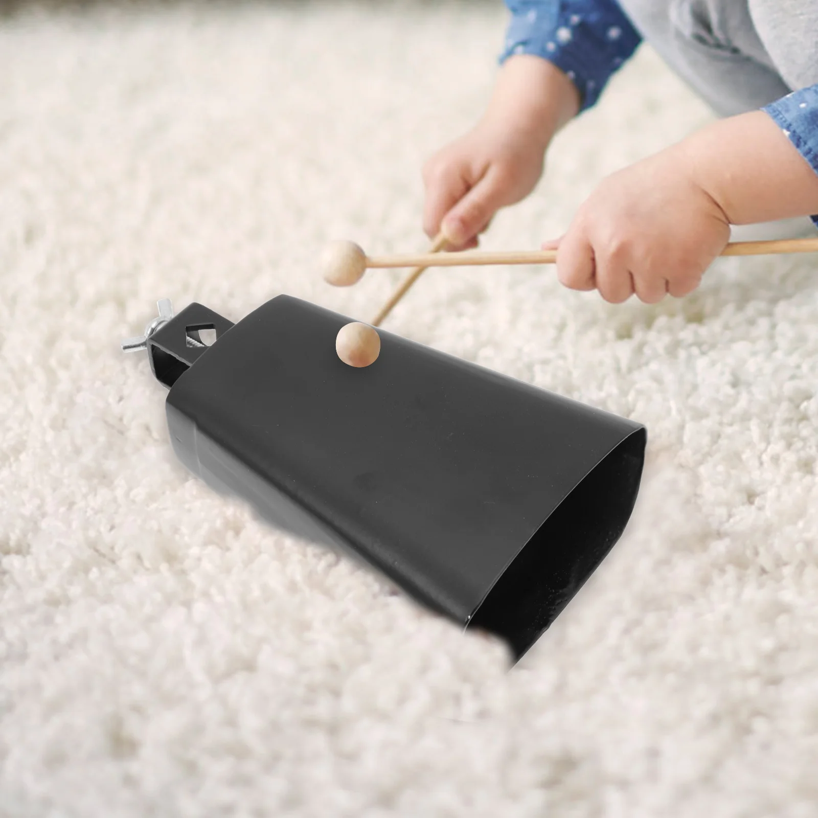 

Percussion Instrument Cowbell Kids Musical Toys Small Portable Cowbells Drumstick Durable Design Smooth Edges Early Education