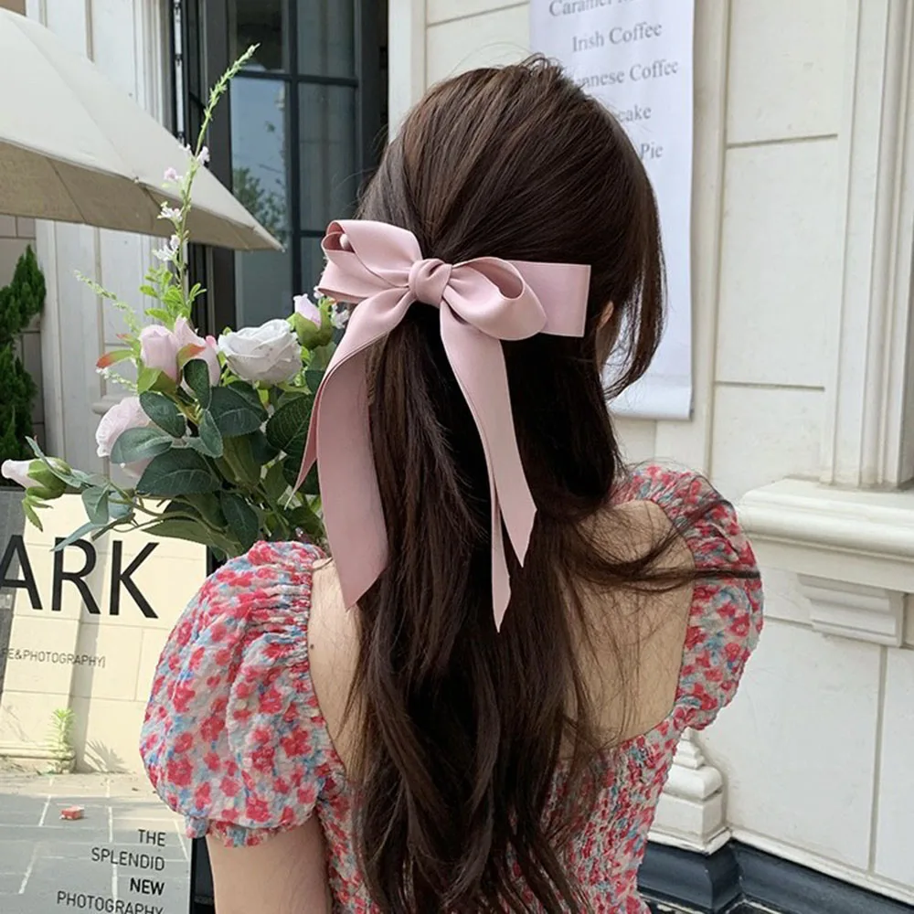 

6Pcs Ribbon Bow Hair Clip Women Large Bowknot Stain Hairpin Barrettes Girls Solid Color Ponytail Clip Hair Accessories Headwear