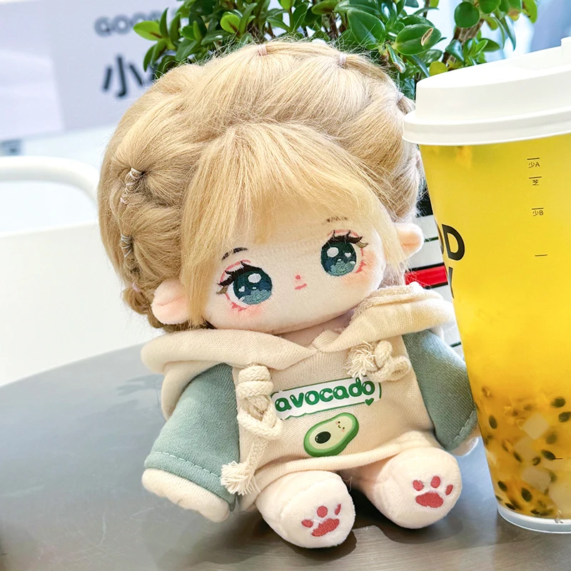 Cute Idol Plush Cotton Star Dolls, Stuffed Baby Toy, Plushie Bell Orchid with Avocado Clothes, Kids Girls Collection Gifts, 20cm