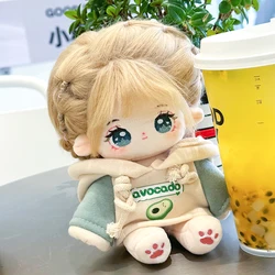 Cute Idol Plush Cotton Star Dolls, Stuffed Baby Toy, Plushie Bell Orchid with Avocado Clothes, Kids Girls Collection Gifts, 20cm