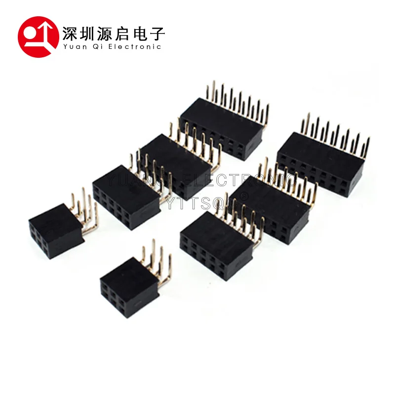 2.54mm R/A 이중 행 암 2 ~ 40P PCB 보드 직각 핀 헤더 소켓 커넥터 핀 헤더 Arduino 용 2*/4/6/10/20/40Pin