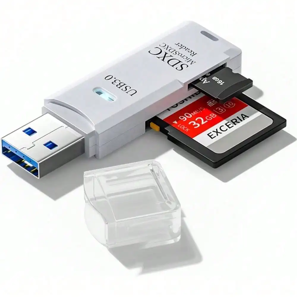 

USB 3.0-совместимое устройство для чтения карт Micro SD, 5 Гбит/с, 2-в-1, адаптер для карт SD на USB, кардридер Wansurs для SDXC, SDH (1 шт., черный)