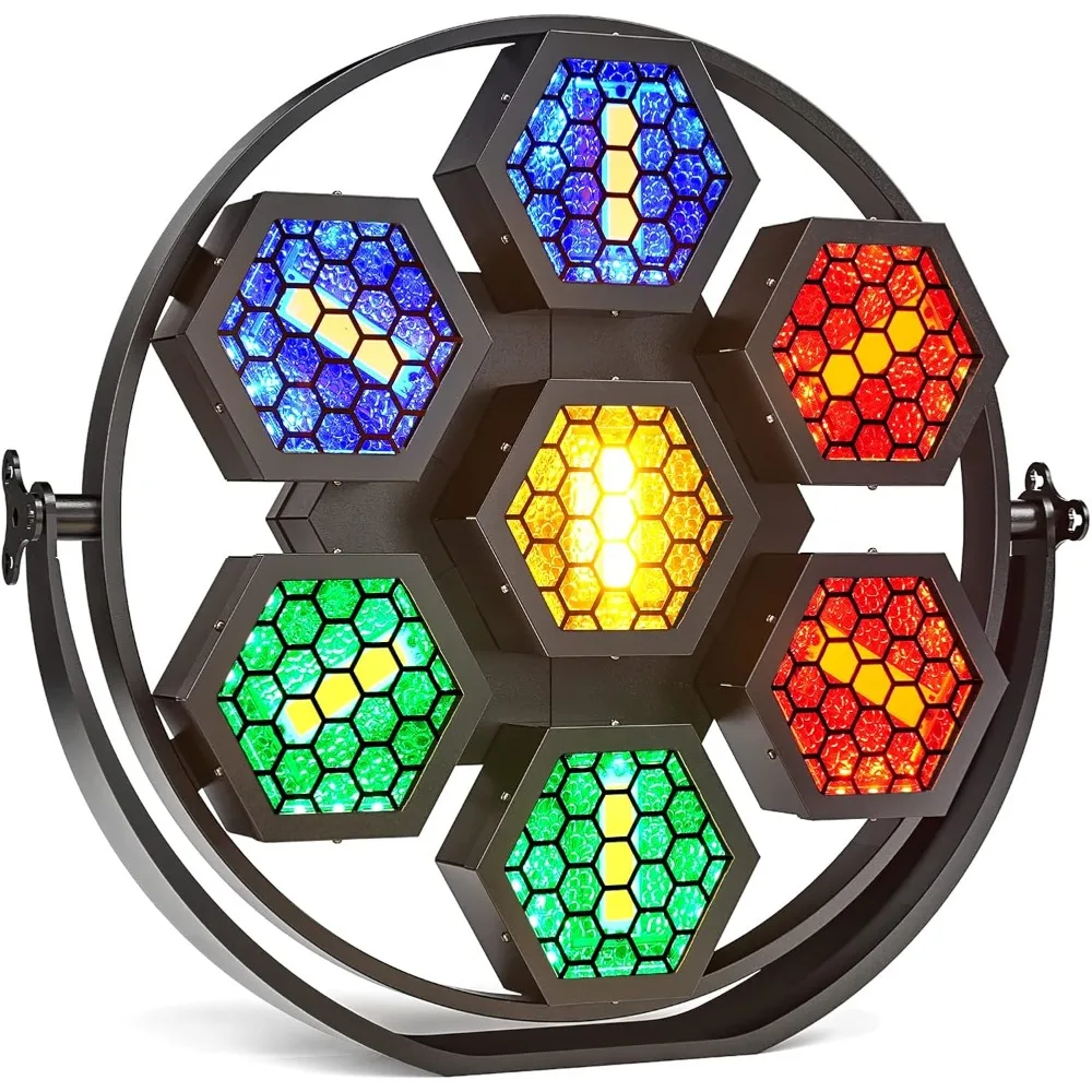 LED Stage Lights 350W RGBW 4-in-1, COB Hexagonal Retro Lights with DMX Sound Activated Control, DJ Stage Mixed Colourful Effect