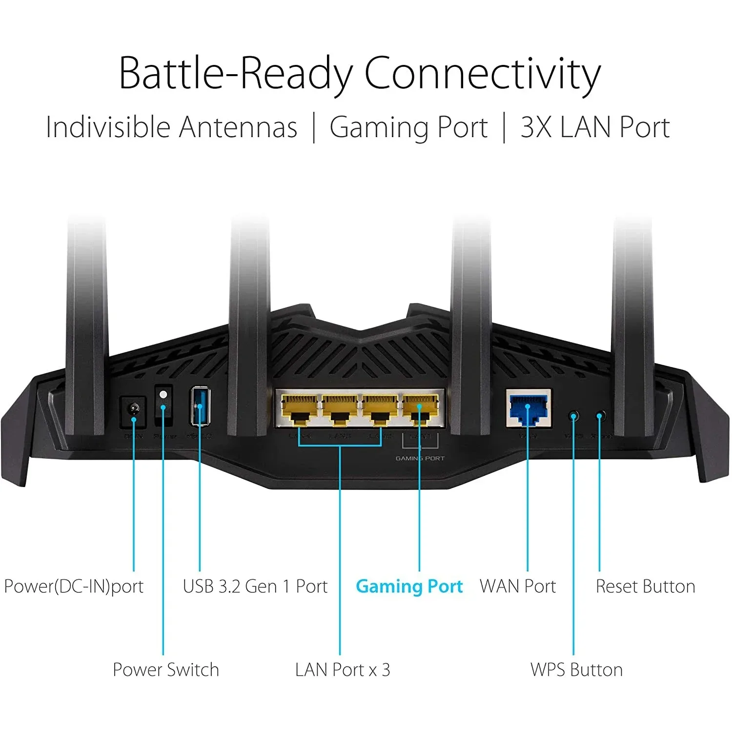 ASUS RT-AX82U (AX5400) Dual Band WiFi 6 Extendable Gaming Router, Gaming Port, Mobile Game Mode, Aura RGB