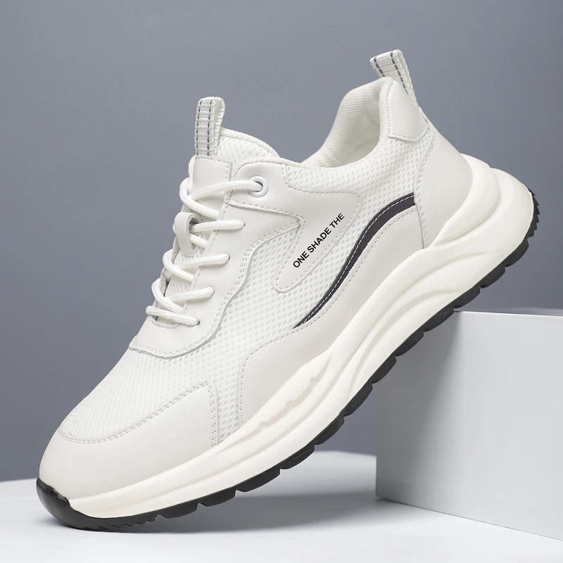 

Men's Autumn New Arrival Black Leather Shoes - Breathable Thick-Sole Stylish Sneakers, Casual & Sporty, Versatile & Lightweight