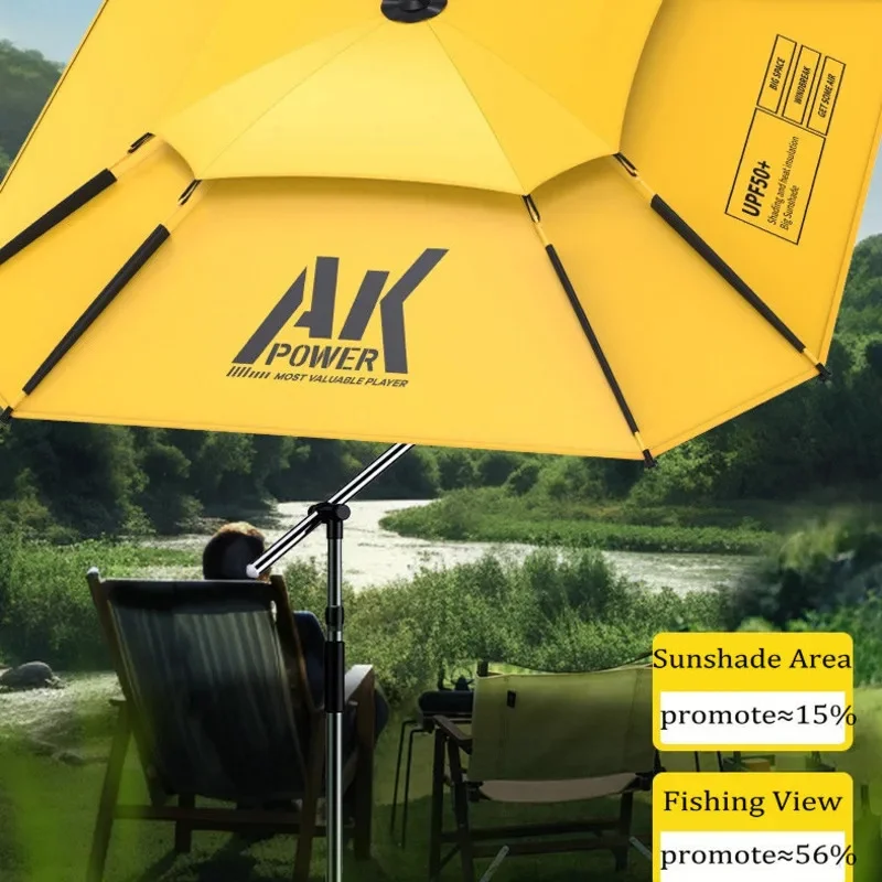 New Version Large Fishing Umbrella Thickened Black Glue Sunscreen Portable Rainstorm Resistant Fishing Umbrella 360° Adjustable