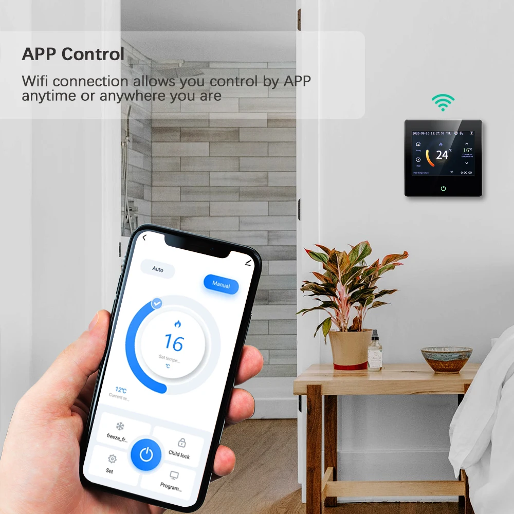 Tuya WiFi Smart Thermostat Heating Temperature Controller with Celsius/Fahrenheit LED Touch Screen Work with Alexa Google Home