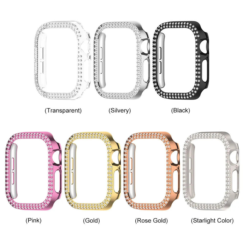 Double Diamond PC Watch Case Anti-Fall Protection Frame Anti-Scratch Watch Screen Protector for Apple Watch Series 10 42MM/46MM