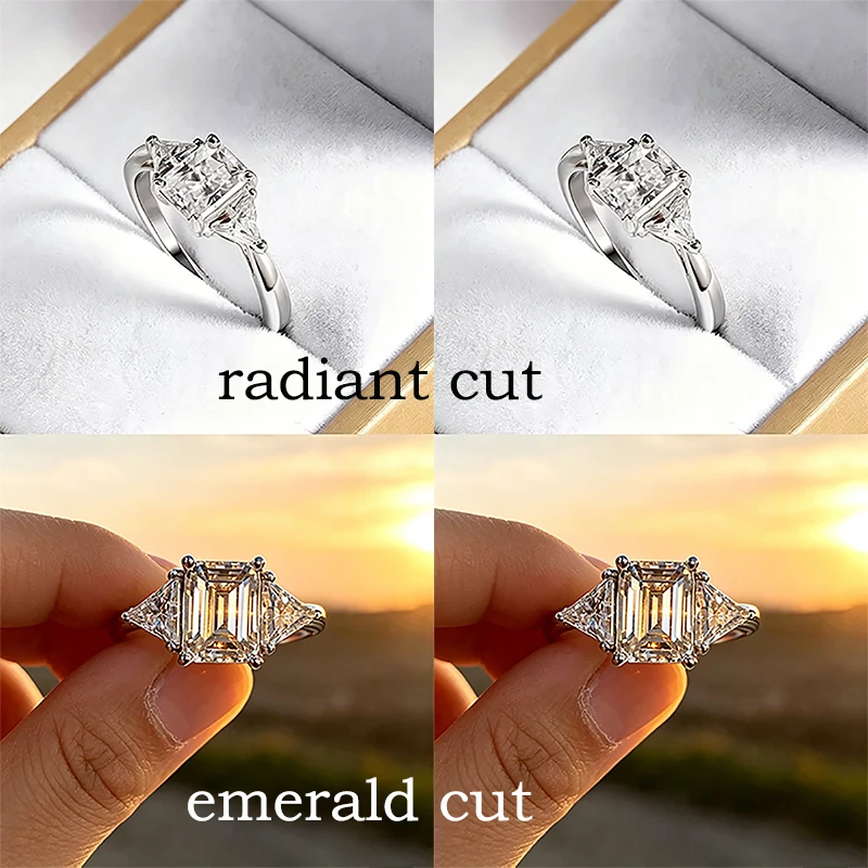 Smyoue Radiant Cut 3ct Full Moissante Wedding Rings for Women Lab Grown Diamond Promise Band Plated Platinum Marriage Rings GRA - view 5
