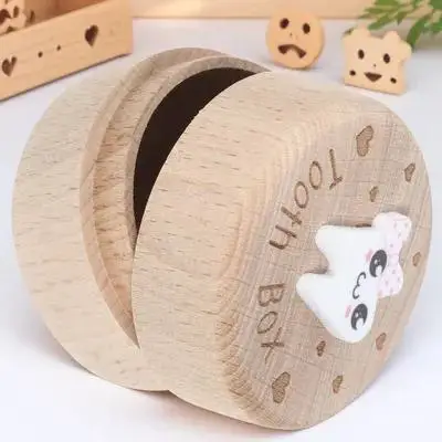 아기 이빨 상자 나무 기념품 보관함 어린이 성장 기록 메모리 보관 첫 이빨 수집기 구강 기념품 작은 상자 선물