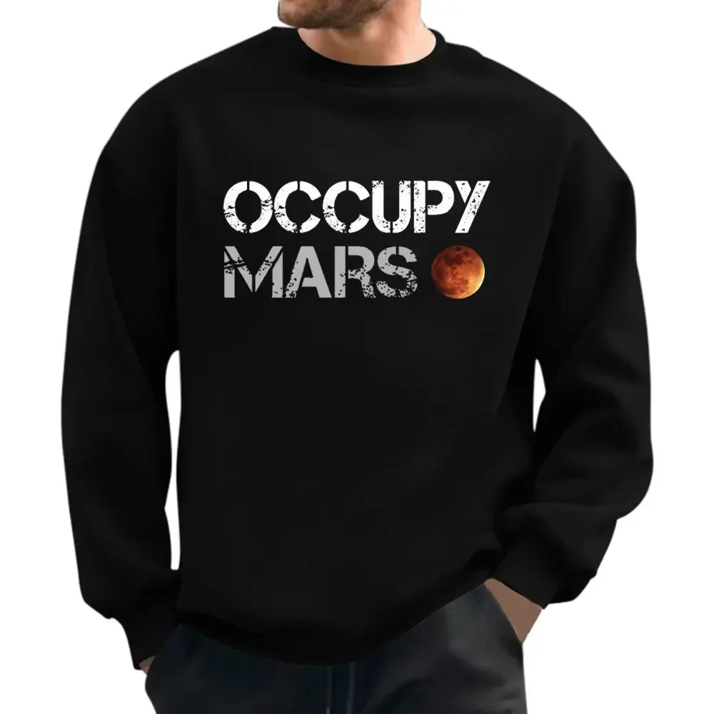 Casual Occupy Mars Minimal Design Printed Hoodies Men Sweatshirt Top Tee SpaceX Elon Musk Autumn and Winter Long-sleeved Sweater