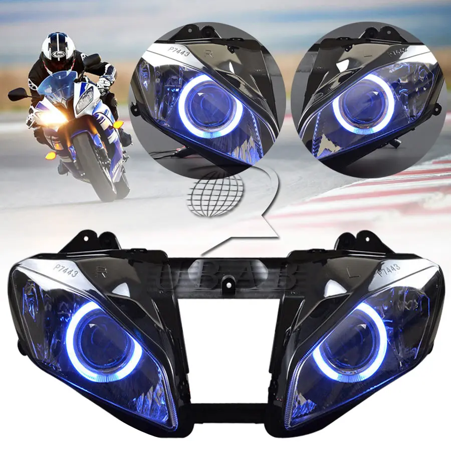 

Motorcycle Blue Angel Custom Projector Conversion Headlight HID Assembled Headlight Fits For Yamaha YZF-R6 2008-2016